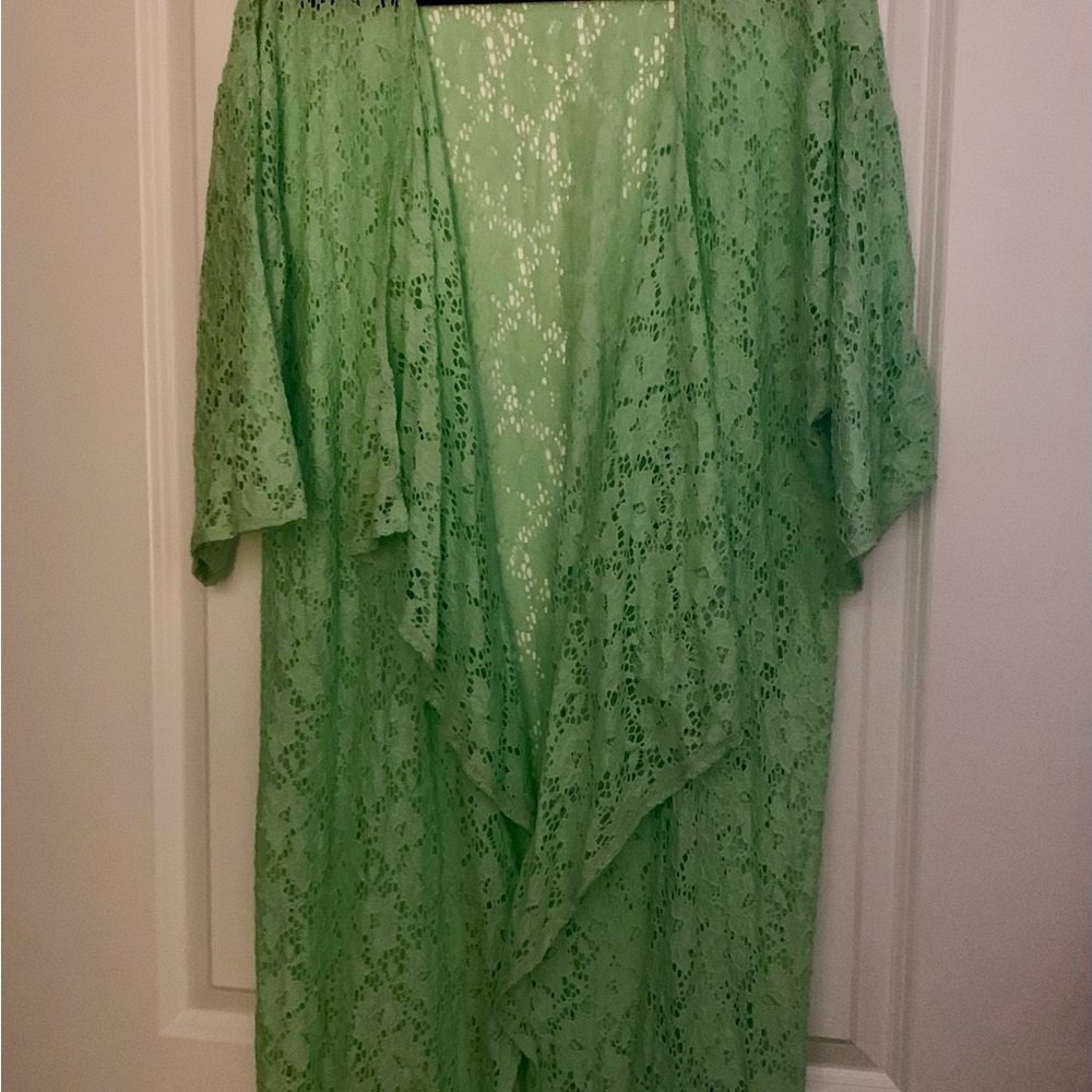 LuLaRoe Green Lace Kimono